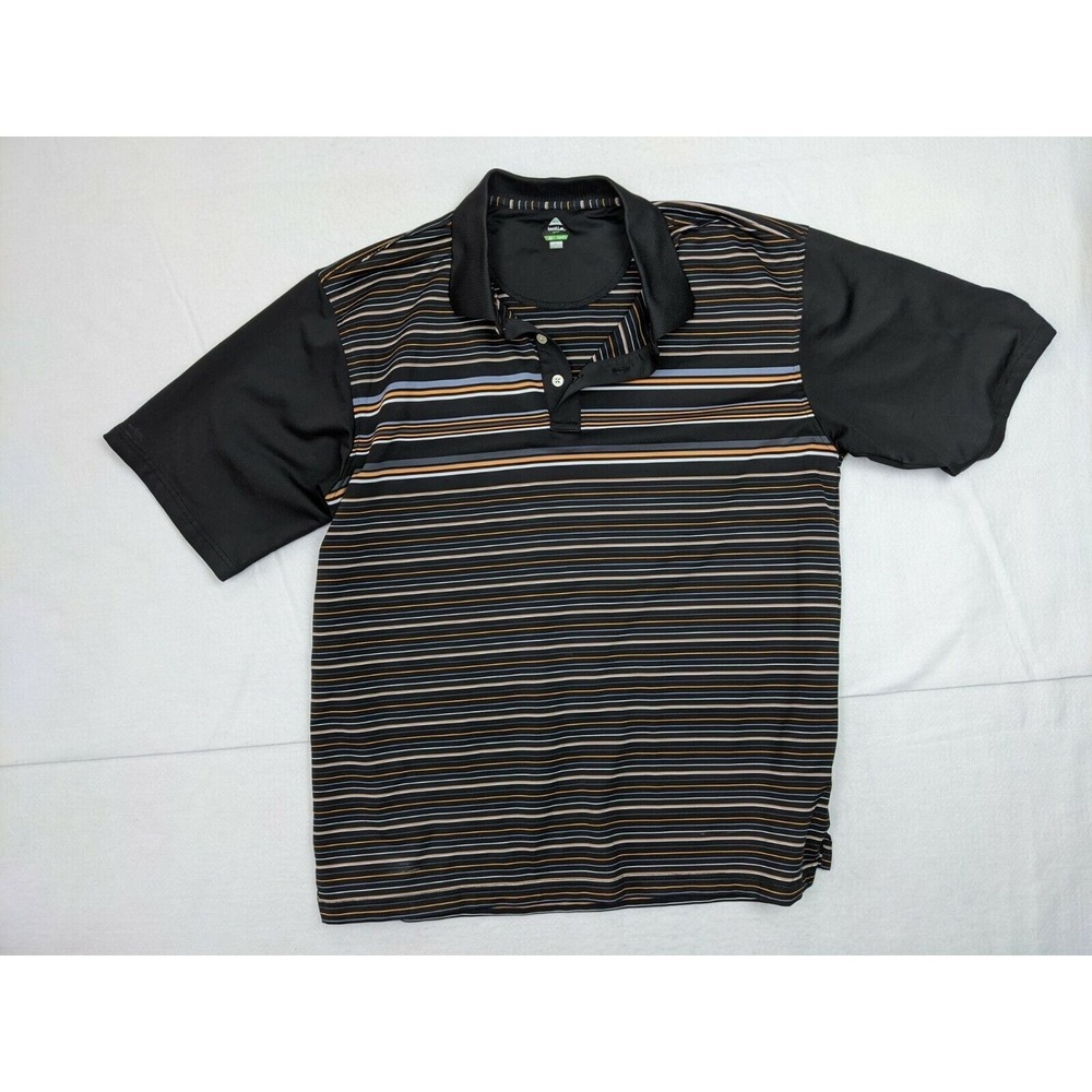 Bolle Golf Mens Polo Shirt Sz L Black Orange Stripe Polyester Blend
